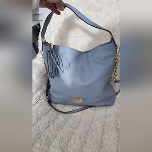 Michael Kors Light Blue Leather Shoulder Bag with Tassel